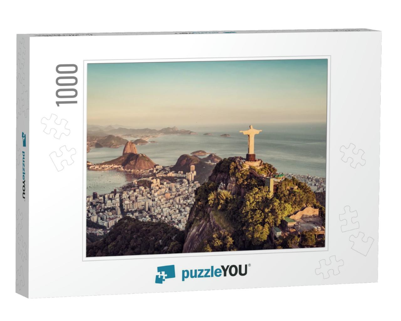 Aerial Panorama of Botafogo Bay & Sugar Loaf Mountain At... Jigsaw Puzzle with 1000 pieces