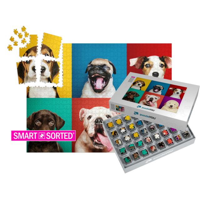 Portrait Collection of Adorable Puppies... | SMART SORTED® | Jigsaw Puzzle with 1000 pieces