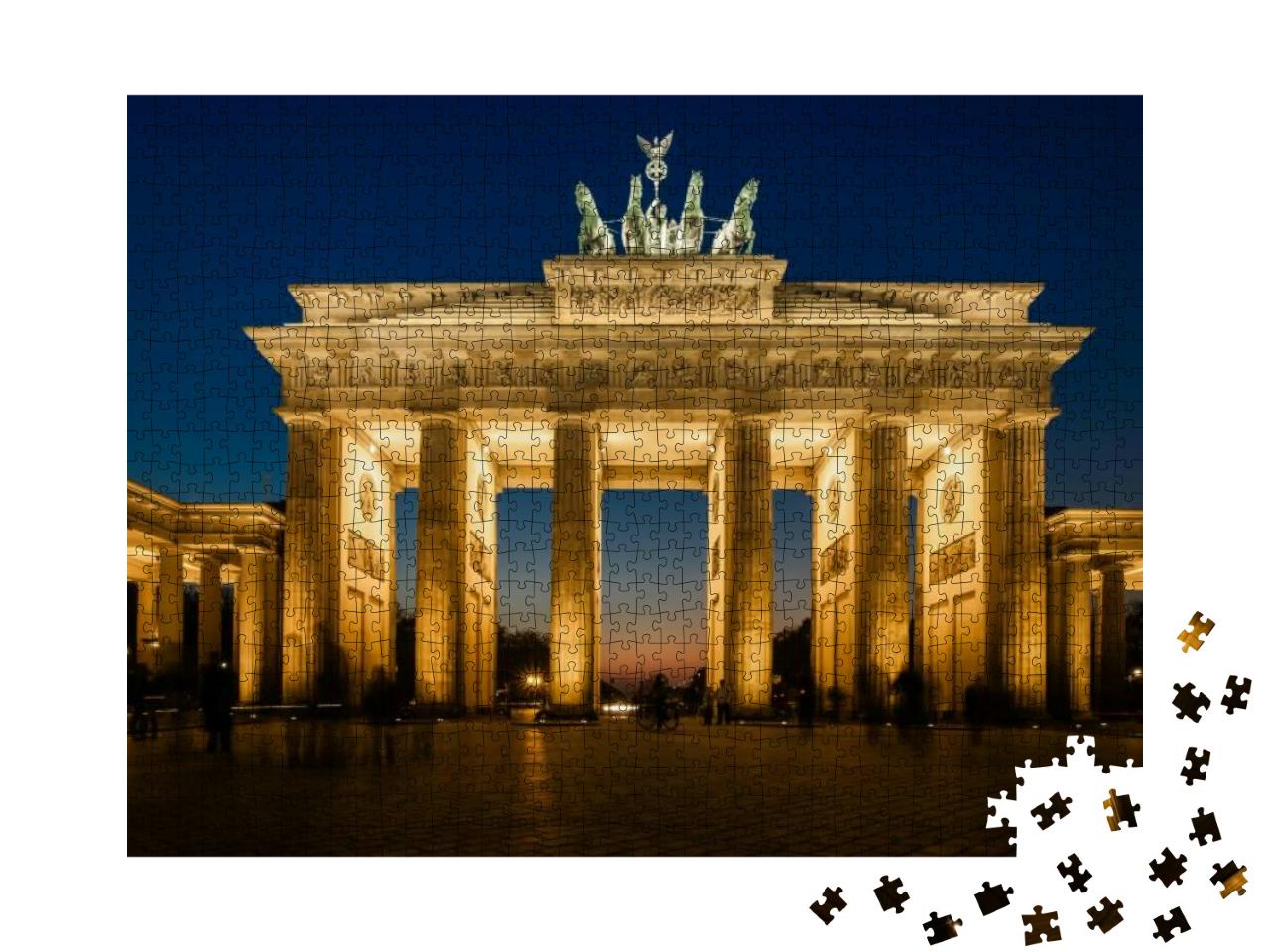 The Floodlit Brandenburg Gate in Berlin with a Few Fleeti... Jigsaw Puzzle with 1000 pieces
