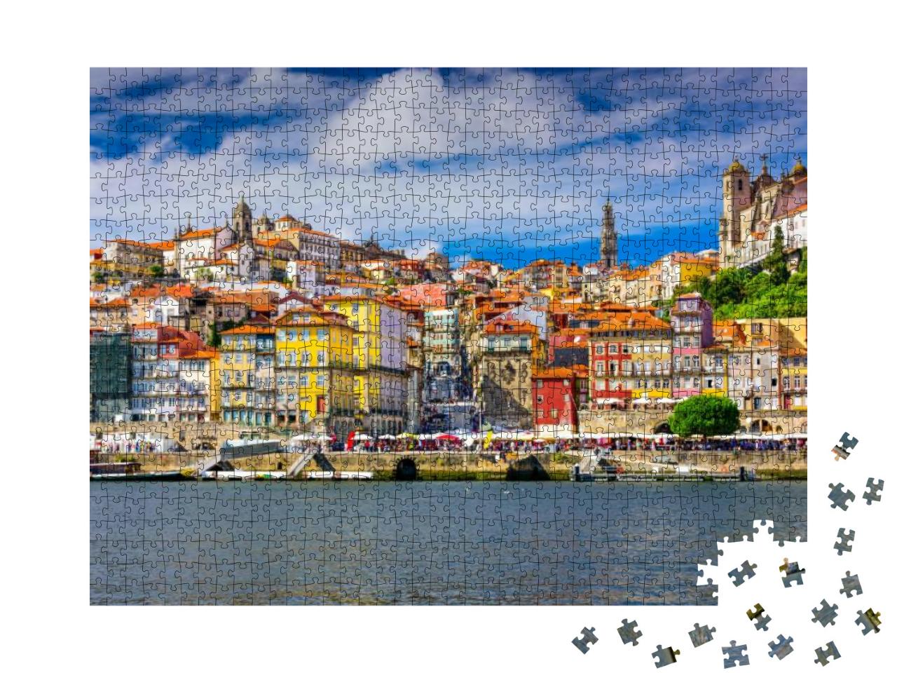 Porto, Portugal Old Town Skyline from Across the Douro Ri... Jigsaw Puzzle with 1000 pieces