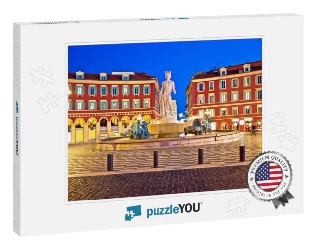 City of Nice Place Massena Square & Fountain Du Soleil Ev... Jigsaw Puzzle