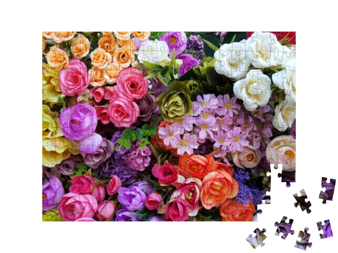 Irregularly Placed Flowers in Various Colors... Jigsaw Puzzle with 200 pieces