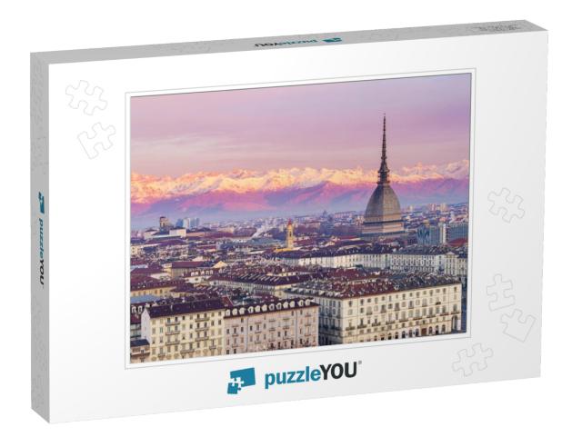 Italia Torino Skyline Turin, Italy, Cityscape At Sunrise... Jigsaw Puzzle