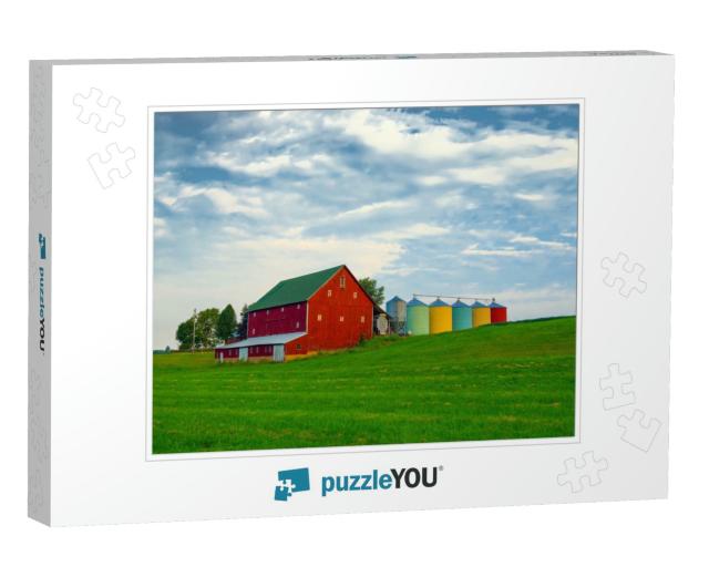 Red Barn on a Family Farm-Miami County Indiana... Jigsaw Puzzle