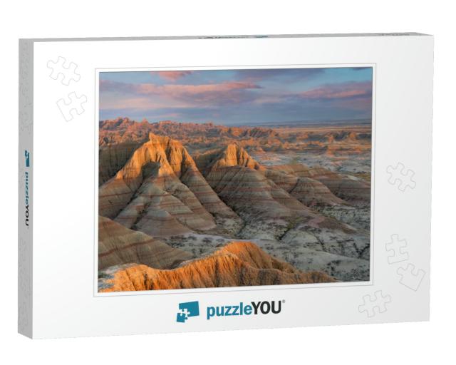 Sunset Over the Badlands from Panorama Point At Badlands... Jigsaw Puzzle