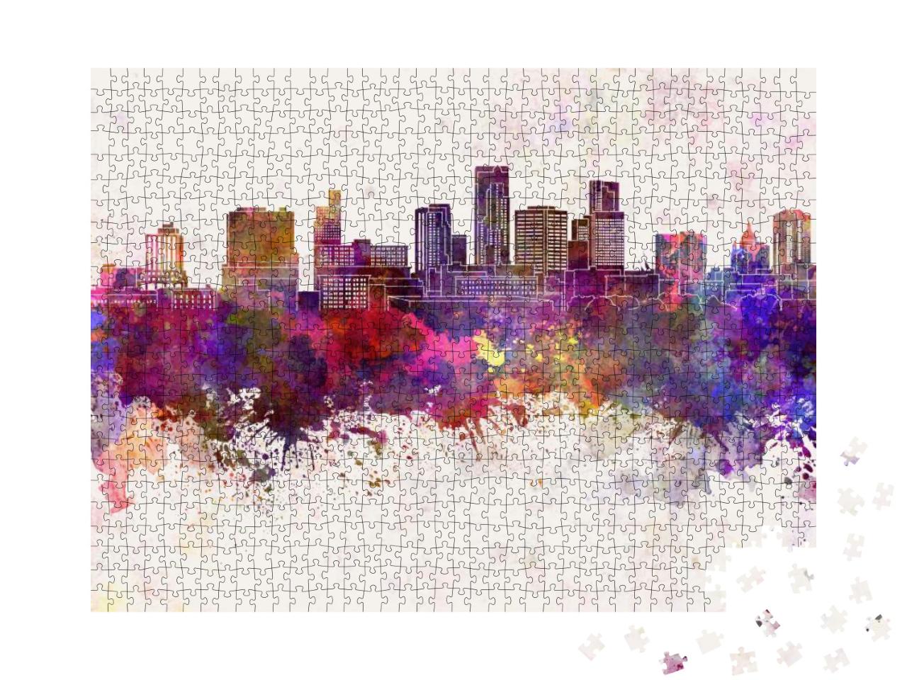 St. Paul Skyline in Watercolor Background... Jigsaw Puzzle with 1000 pieces