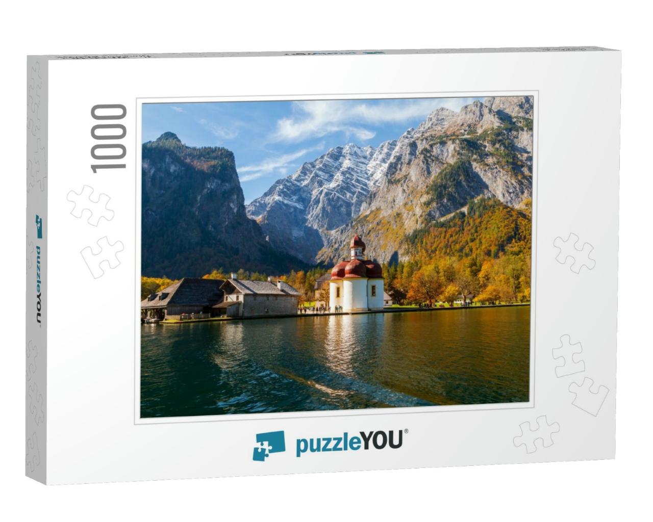 Konigssee Lake Konigsee in Foggy Weather, St. Bartholoma... Jigsaw Puzzle with 1000 pieces