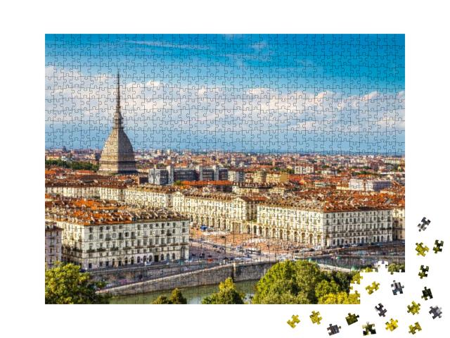 View of Turin City Center with Landmark of Mole Antonelli... Jigsaw Puzzle with 1000 pieces