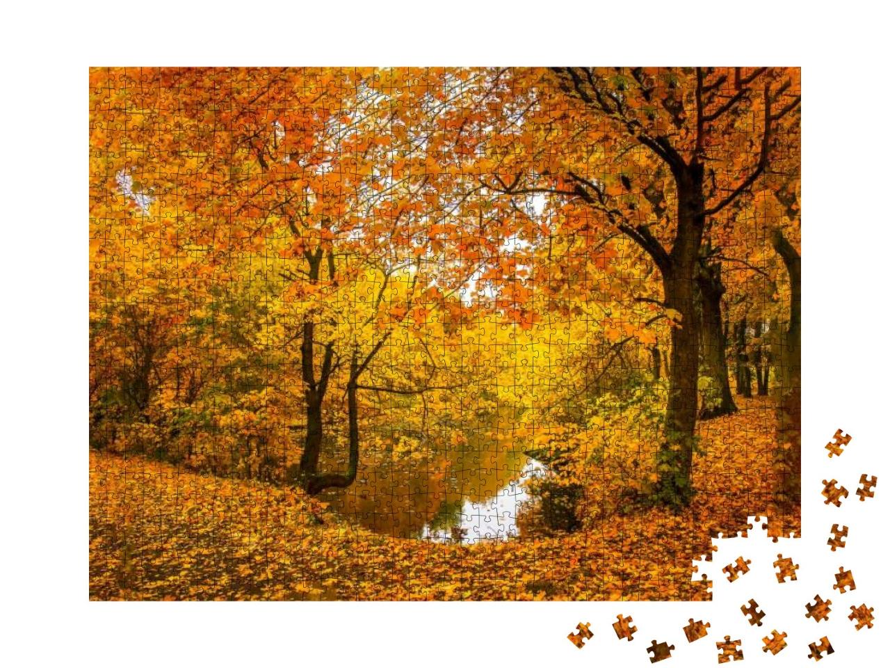 Autumn Forest Lake Water Landscape... Jigsaw Puzzle with 1000 pieces