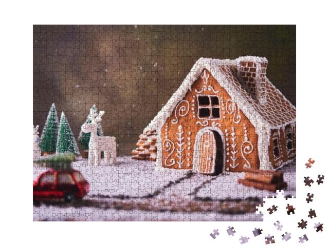 Homemade Gingerbread House. Christmas Concept. Gingerbrea... Jigsaw Puzzle with 1000 pieces