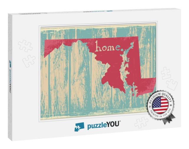 Maryland Nostalgic Rustic Vintage State Vector Sign... Jigsaw Puzzle