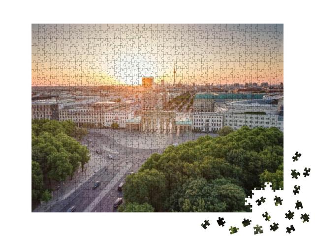 The Brandenburg Gate in Berlin At Sunrise, Germany... Jigsaw Puzzle with 1000 pieces