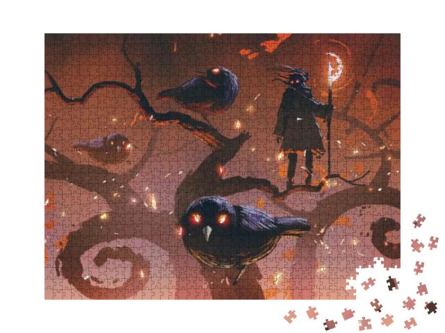 Wizard of the Black Birds Standing on an Odd Trees, Digit... Jigsaw Puzzle with 1000 pieces