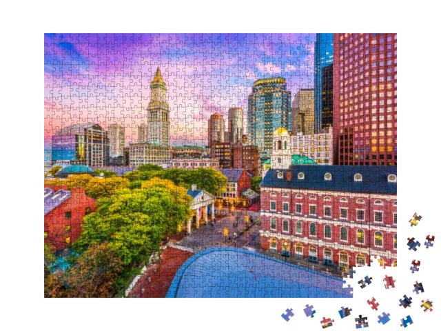 Boston, Massachusetts, USA Historic Skyline At Dusk... Jigsaw Puzzle with 1000 pieces