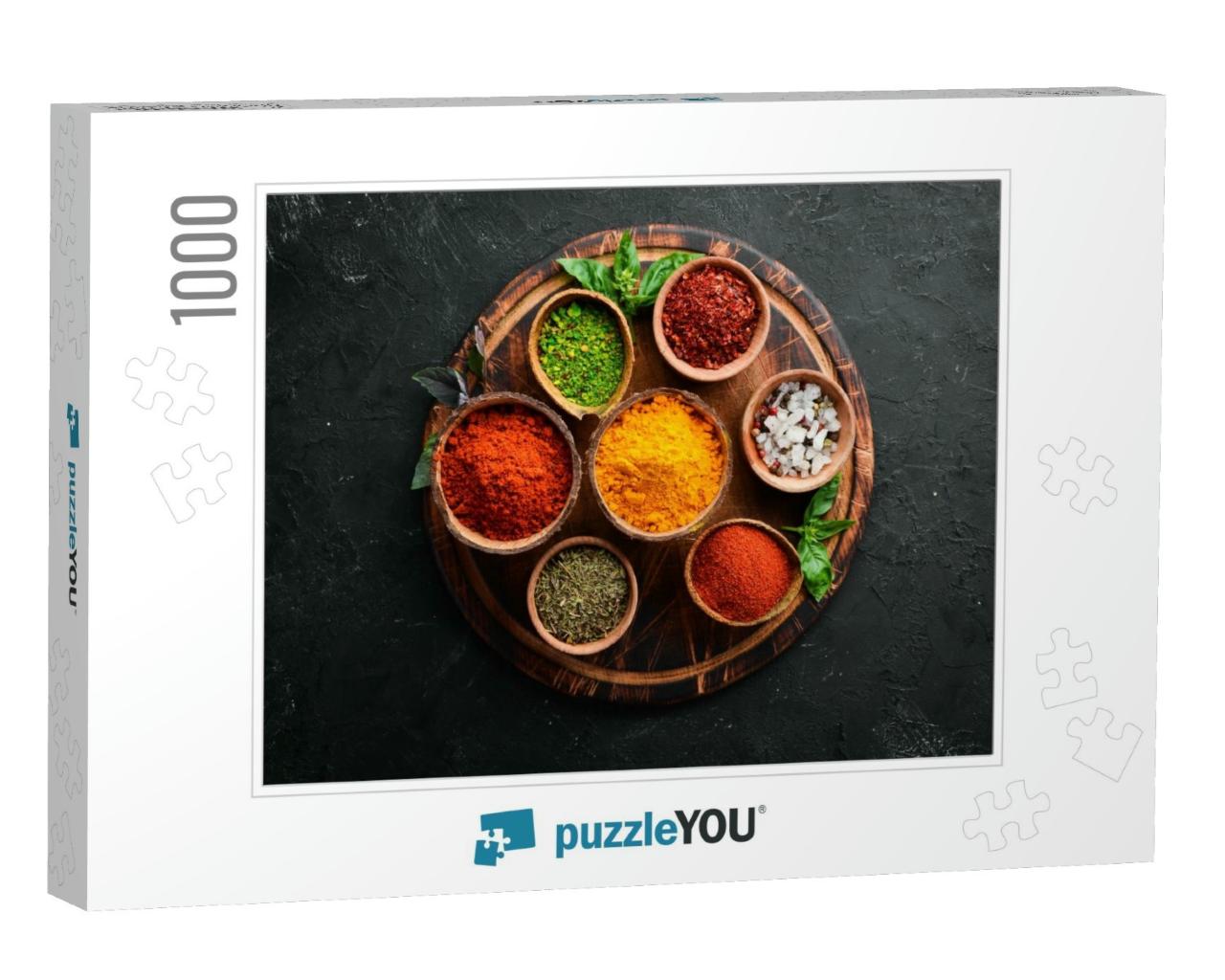 Colorful Herbs & Spices for Cooking. Indian Spices. on a... Jigsaw Puzzle with 1000 pieces