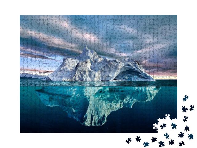 Iceberg with Above & Underwater View Taken in Greenland... Jigsaw Puzzle with 1000 pieces
