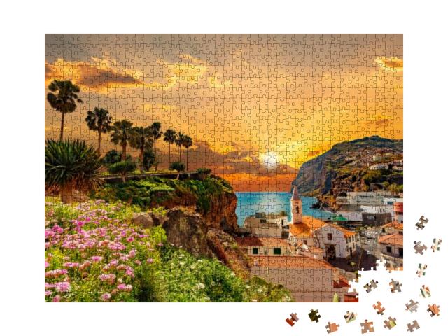 Beautiful Sunset Over the Coastline on Madeira Island Nea... Jigsaw Puzzle with 1000 pieces