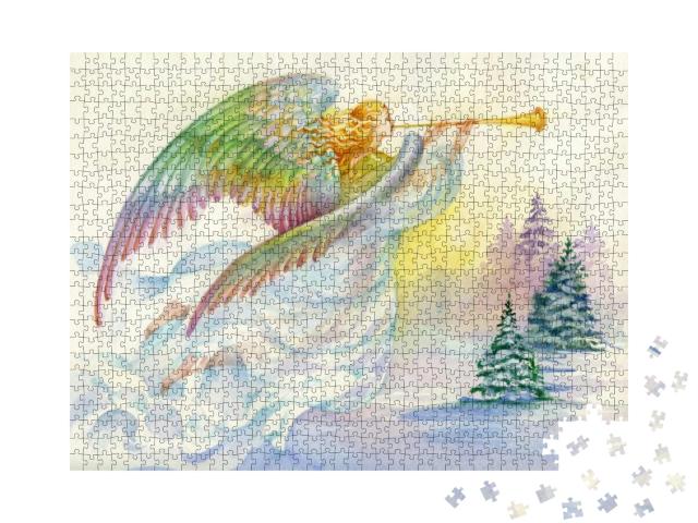 Merry Christmas & New Year Greeting Card with Beautiful A... Jigsaw Puzzle with 1000 pieces