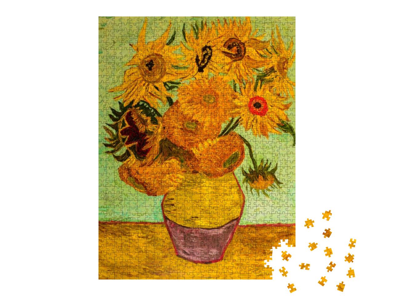 Sunflowers. Beautiful Oil Painting on Canvas. Sunflowers... Jigsaw Puzzle with 1000 pieces