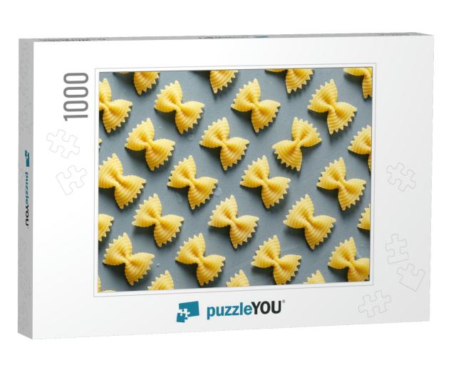 Farfalle Pasta Pattern on a Light Blue Background... Jigsaw Puzzle with 1000 pieces
