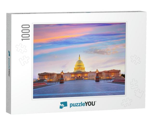 Capitol Building Washington Dc Sunset At Us Congress Usa... Jigsaw Puzzle with 1000 pieces