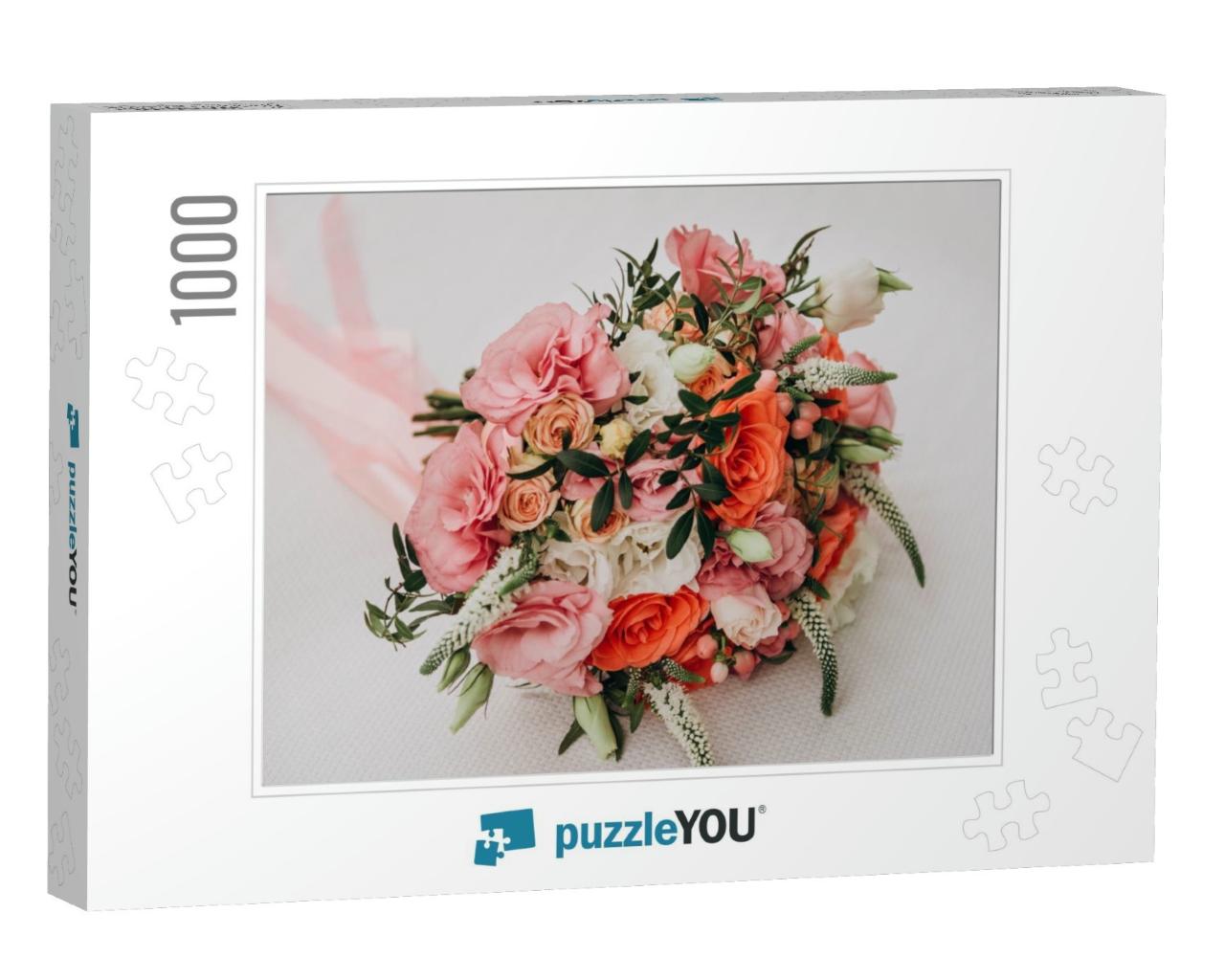 The Girl Holds in Her Hands a Wedding Bouquet, Which Cons... Jigsaw Puzzle with 1000 pieces