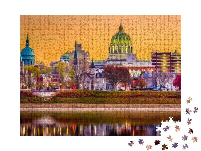 Harrisburg, Pennsylvania, USA Downtown Skyline on the Susq... Jigsaw Puzzle with 1000 pieces