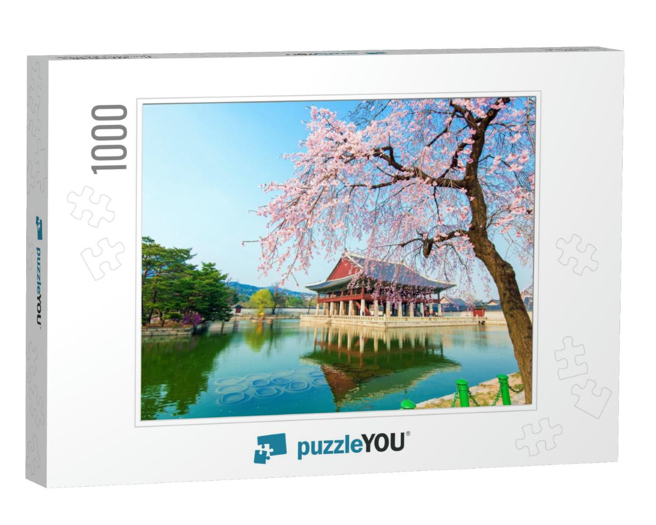 Gyeongbokgung Palace with Cherry Blossom in Spring, Korea... Jigsaw Puzzle with 1000 pieces