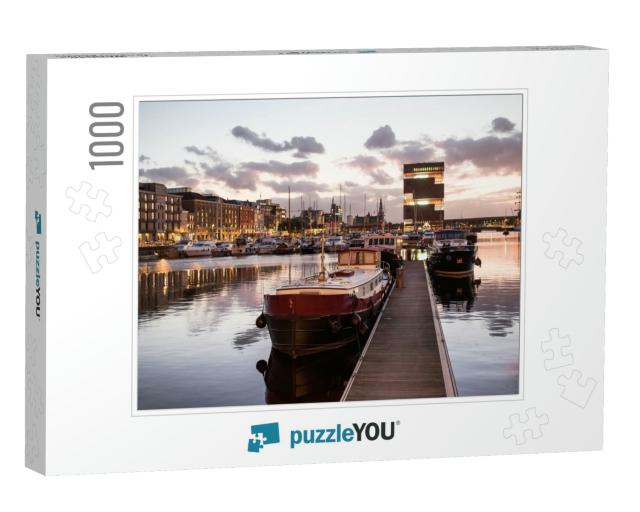 Antwerpen, Belgium, Beautiful Night View of Modern Eiland... Jigsaw Puzzle with 1000 pieces