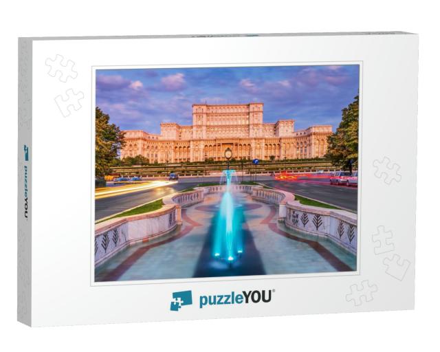 Bucharest, Romania. the Palace of the Parliament At Sunri... Jigsaw Puzzle