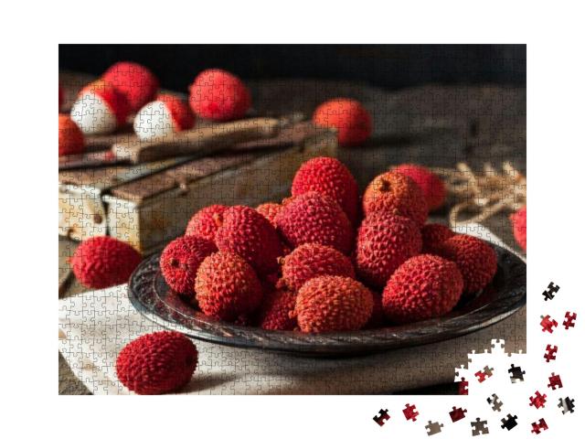 Raw Organic Red Lychee Berries Ready to Eat... Jigsaw Puzzle with 1000 pieces