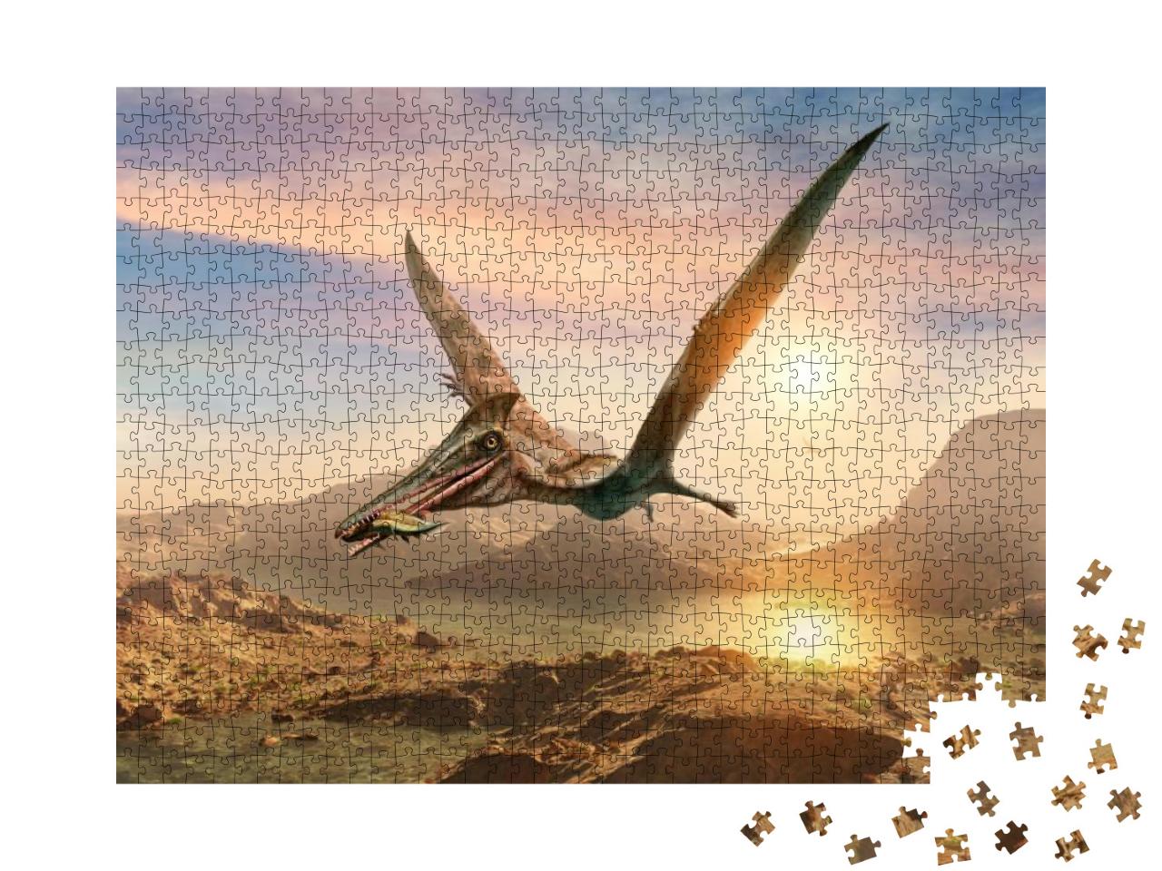 Pterosaur Scene 3D Illustration... Jigsaw Puzzle with 1000 pieces