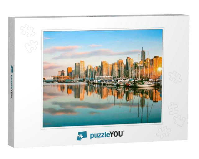 Beautiful View of Vancouver Skyline with Harbor At Sunset... Jigsaw Puzzle