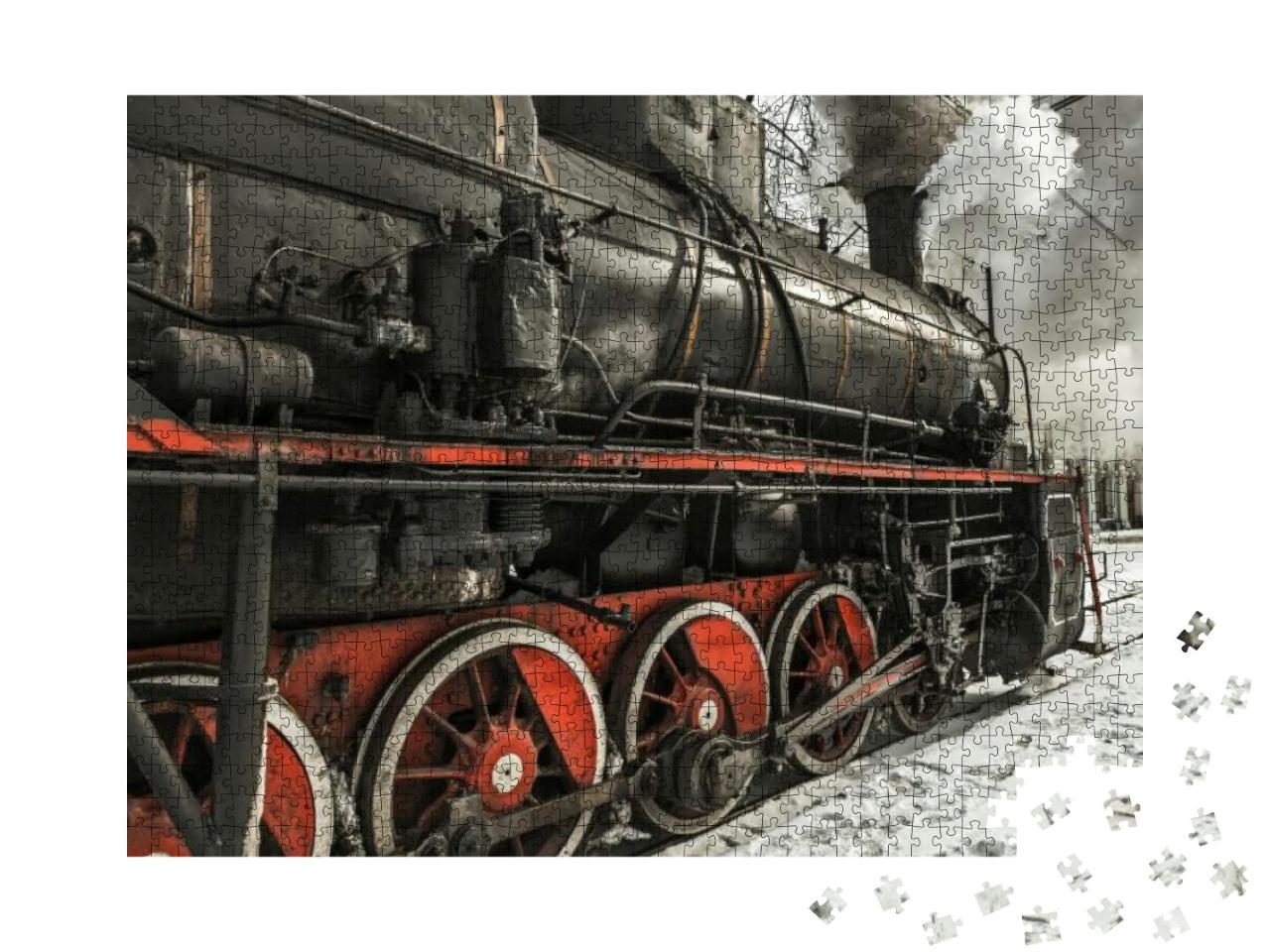 Soviet Steam Locomotive Stands on the Platform of the Sta... Jigsaw Puzzle with 1000 pieces