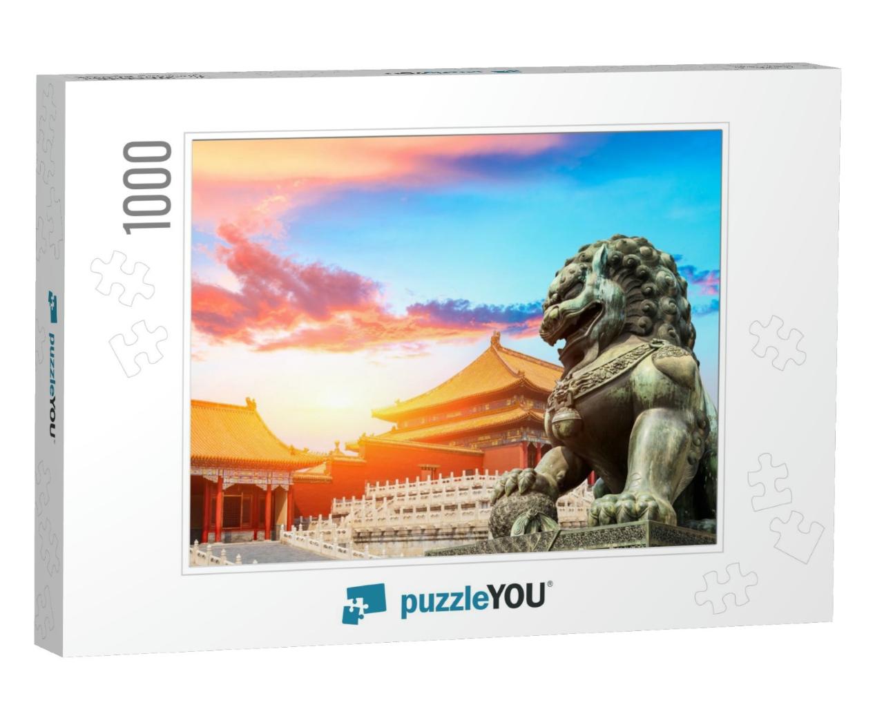 Bronze Lion At the Forbidden City, Beijing, Chinese Cultu... Jigsaw Puzzle with 1000 pieces