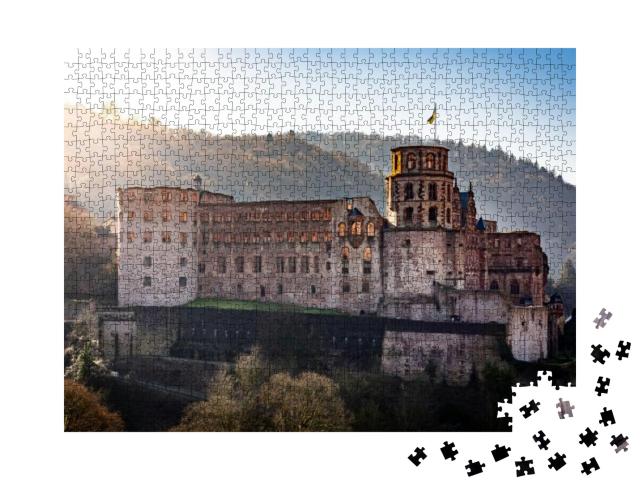 Heidelberg Castle At Sunset, Sunrise, Germany... Jigsaw Puzzle with 1000 pieces