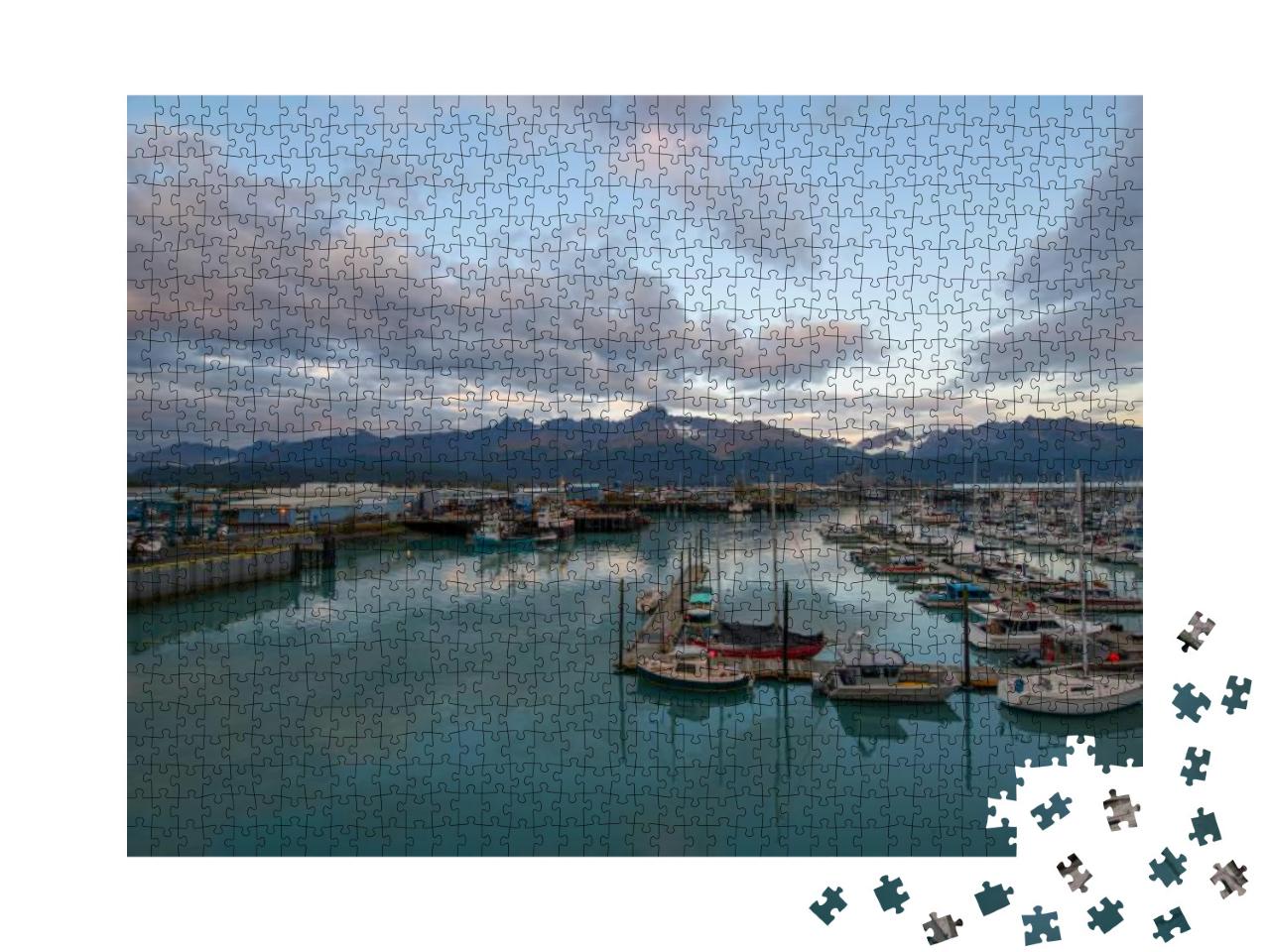 Seward Boat Harbor & Waterfront in Fall, Seward, Kenai Pe... Jigsaw Puzzle with 1000 pieces