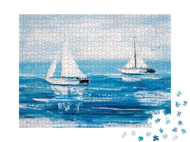 Oil Painting - Sailing Boat... Jigsaw Puzzle with 1000 pieces