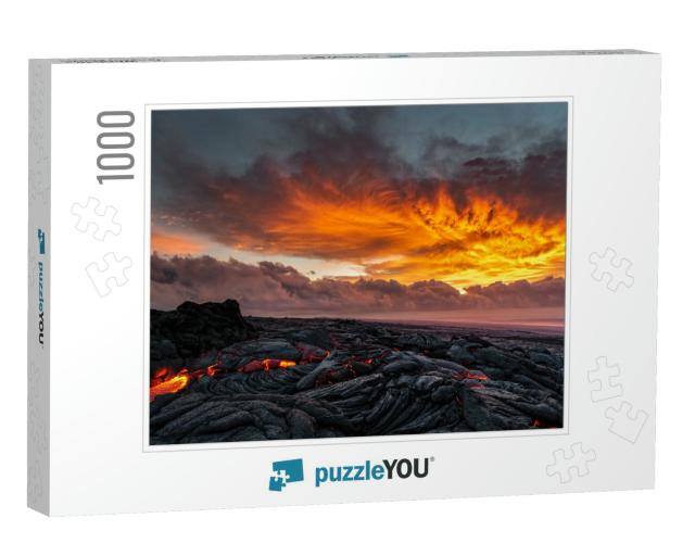 Lava Sunrise on the Southeast Rift Zone of Kilauea Volcan... Jigsaw Puzzle with 1000 pieces