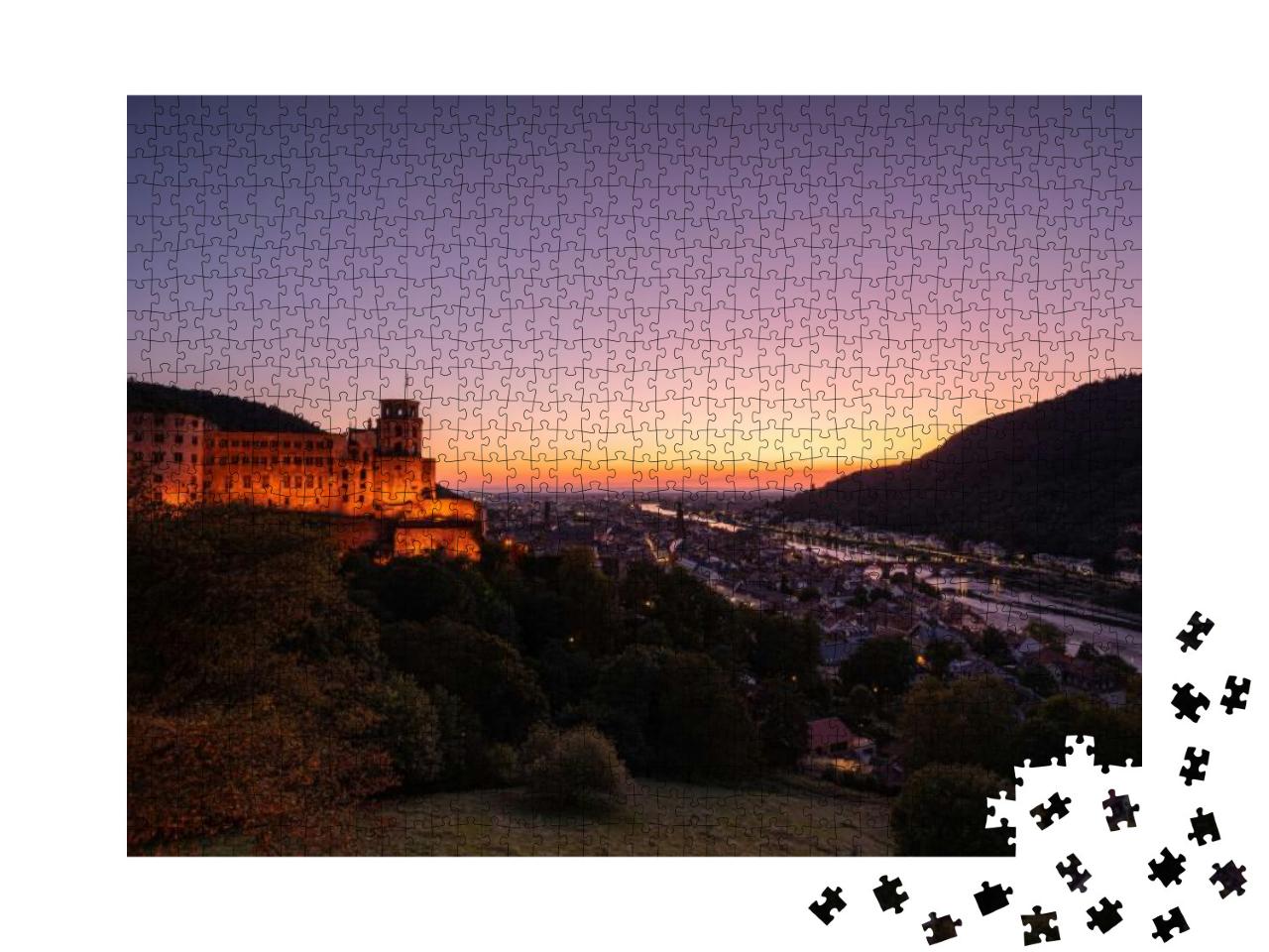 Heidelberger Schloss/ Castle & Old Town from Above At Sun... Jigsaw Puzzle with 1000 pieces