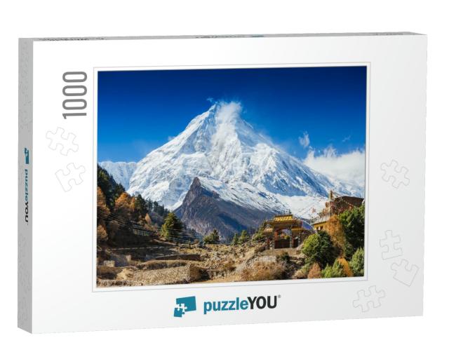 Himalayas Mountain Landscape. Mt. Manaslu in Himalayas, N... Jigsaw Puzzle with 1000 pieces