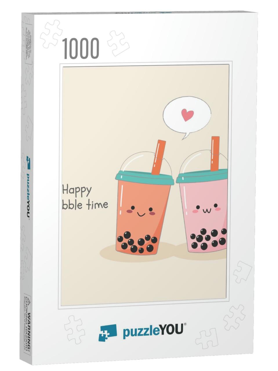 Cute Couple of Bubble Milk Ice Teas in Plastic Containers... Jigsaw Puzzle with 1000 pieces