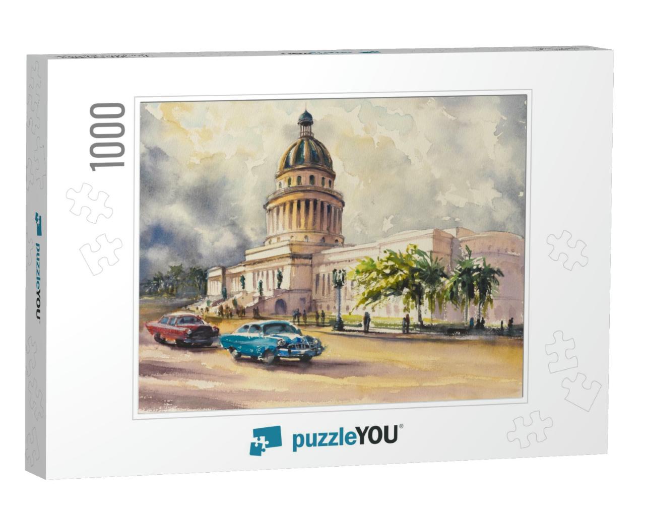 Old Classic American Cars Rides in Front of the Capitol i... Jigsaw Puzzle with 1000 pieces