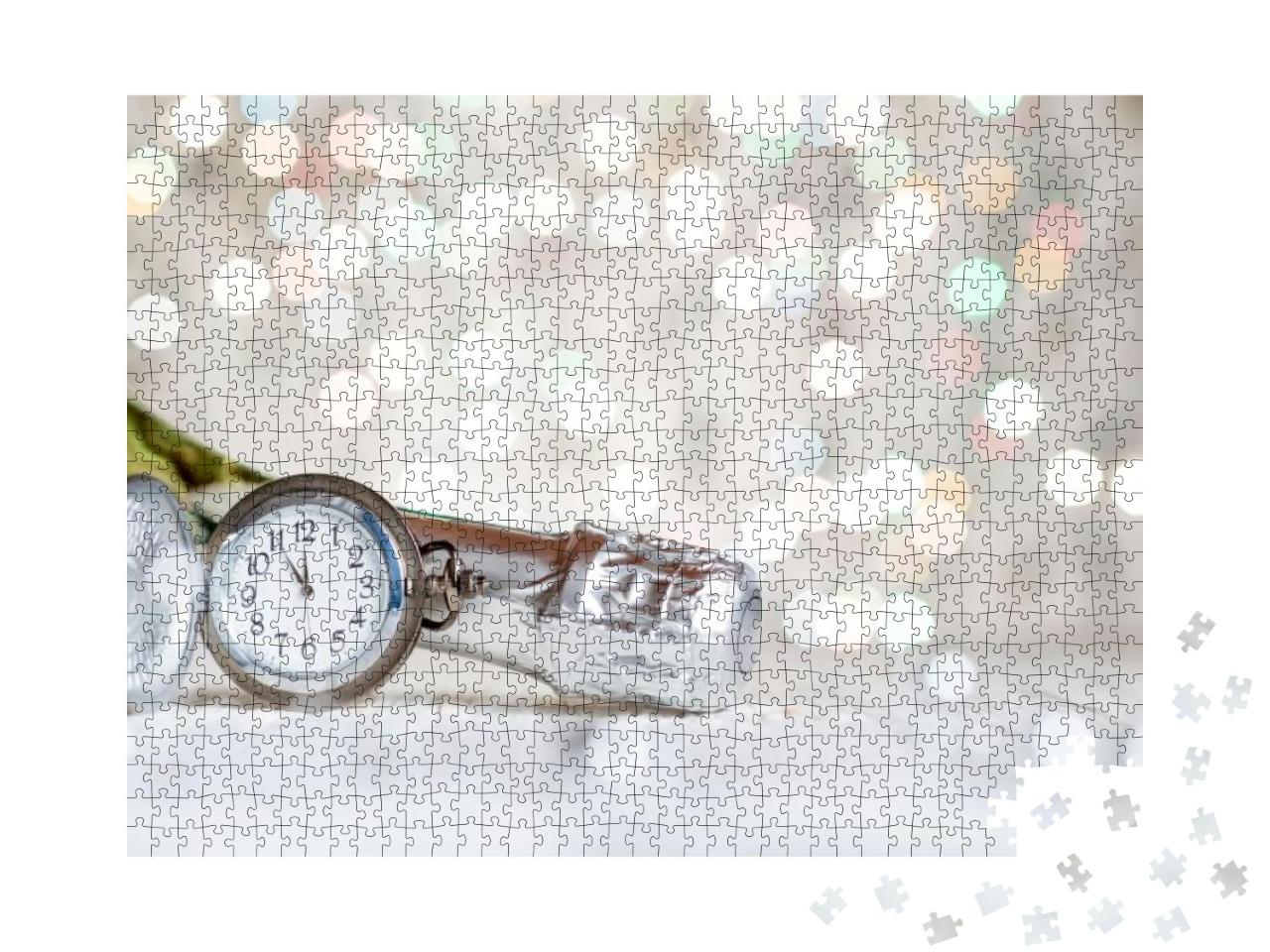 New Years Clock & Champagne At Midnight... Jigsaw Puzzle with 1000 pieces