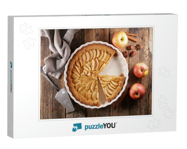 Apple Pie & Spices on Wood Background... Jigsaw Puzzle