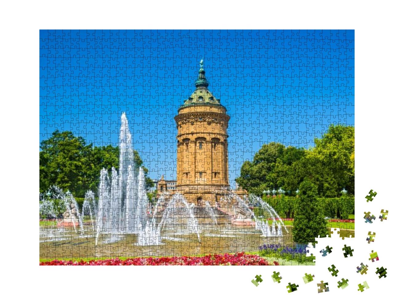 Fountain & Water Tower on Friedrichsplatz Square in Mannh... Jigsaw Puzzle with 1000 pieces