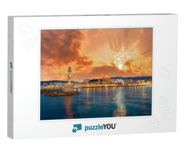 Panorama of the Beautiful Old Harbor of Chania with the A... Jigsaw Puzzle