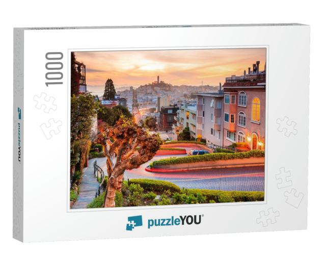 Famous Lombard Street in San Francisco At Sunrise... Jigsaw Puzzle with 1000 pieces