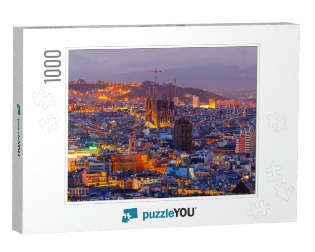 Aerial View Barcelona Illuminated from the Montjuic Hill... Jigsaw Puzzle with 1000 pieces