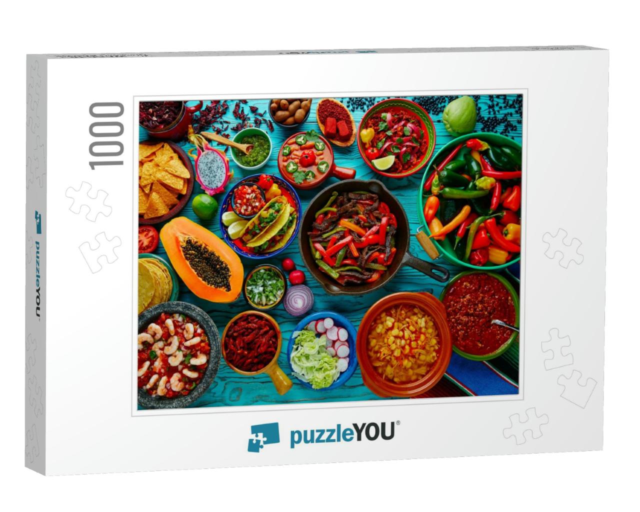 Mexican Food Mix Colorful Background Mexico... Jigsaw Puzzle with 1000 pieces
